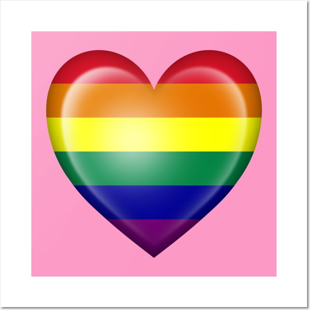 Gay Pride Rainbow Heart Flag Wall Art by jeffbartels